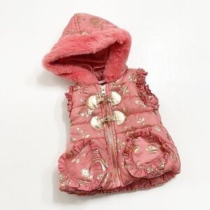 Little Lass baby girls floral puffer vest